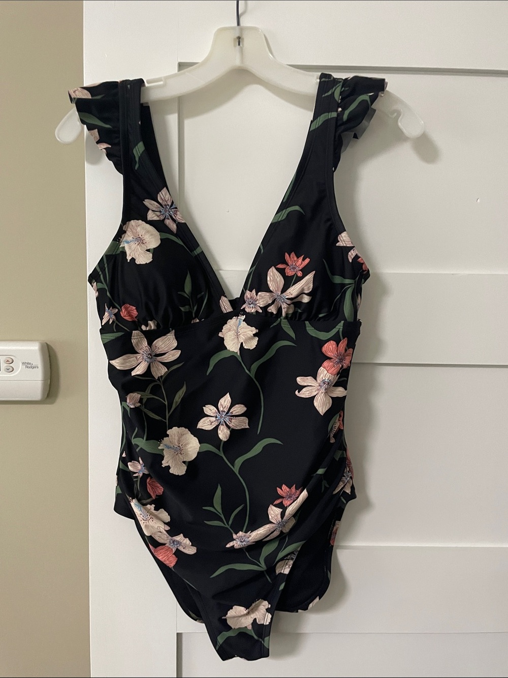 Shade & Shore Black Floral One-Piece Swimsuit